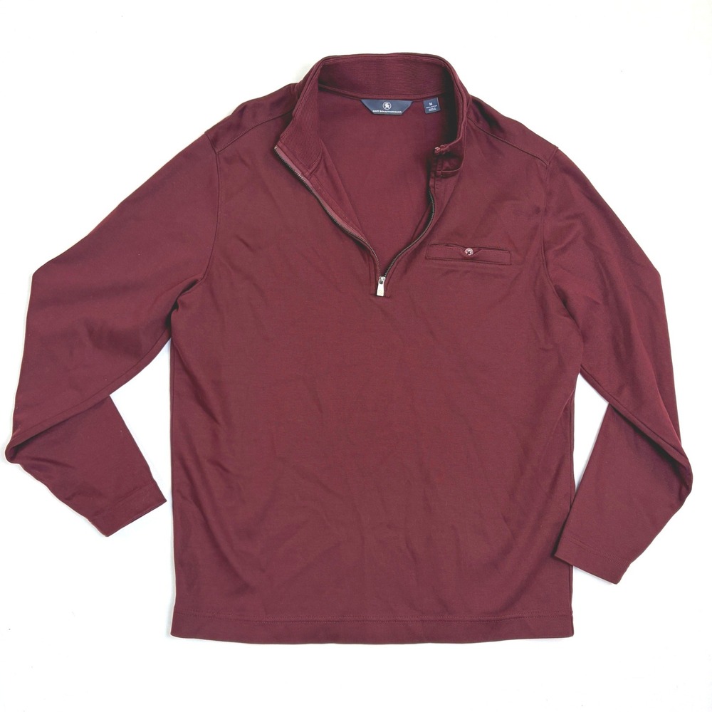 Hart Schaffner Marx Mens Burgundy 1/4 Quarter‎ Zip Pullover Sweater Medium